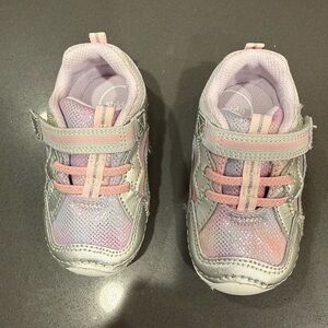 Stride Rite Toddler Silver and Pink Mesh Sneakers